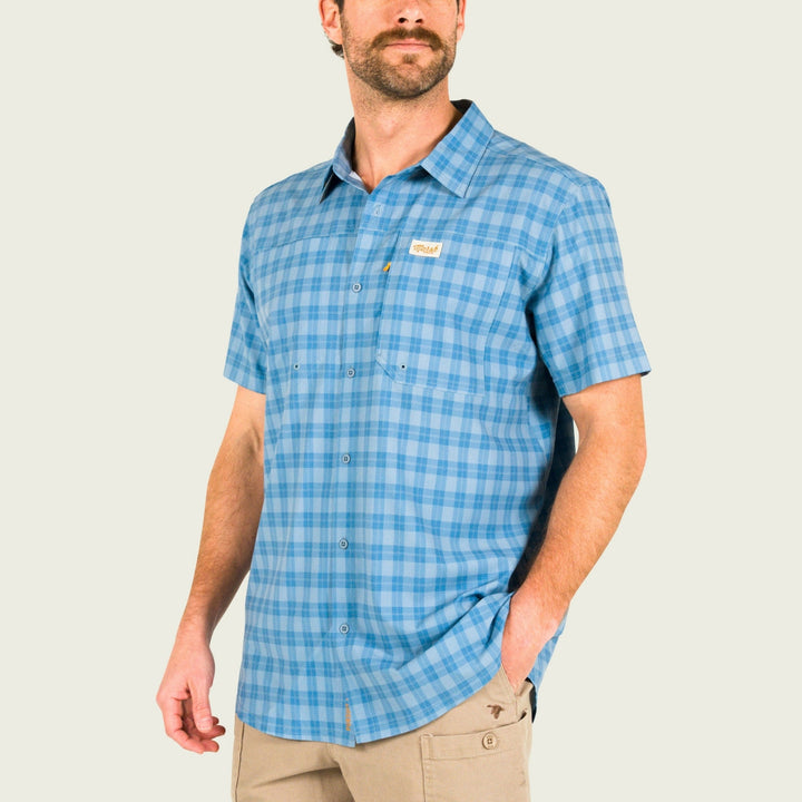 MEN'S LENWOOD BLUE HEAVEN CHECK TECH SHORTSLEEVE SHIRT