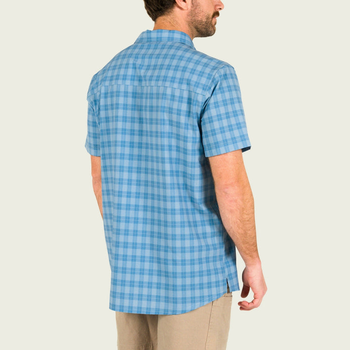 MEN'S LENWOOD BLUE HEAVEN CHECK TECH SHORTSLEEVE SHIRT