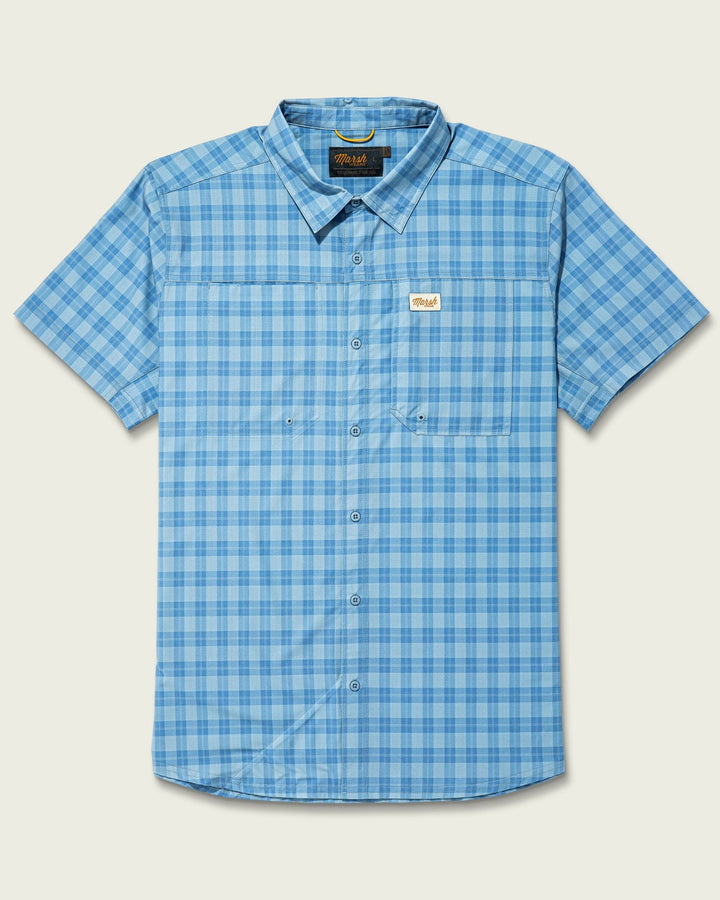 MEN'S LENWOOD BLUE HEAVEN CHECK TECH SHORTSLEEVE SHIRT