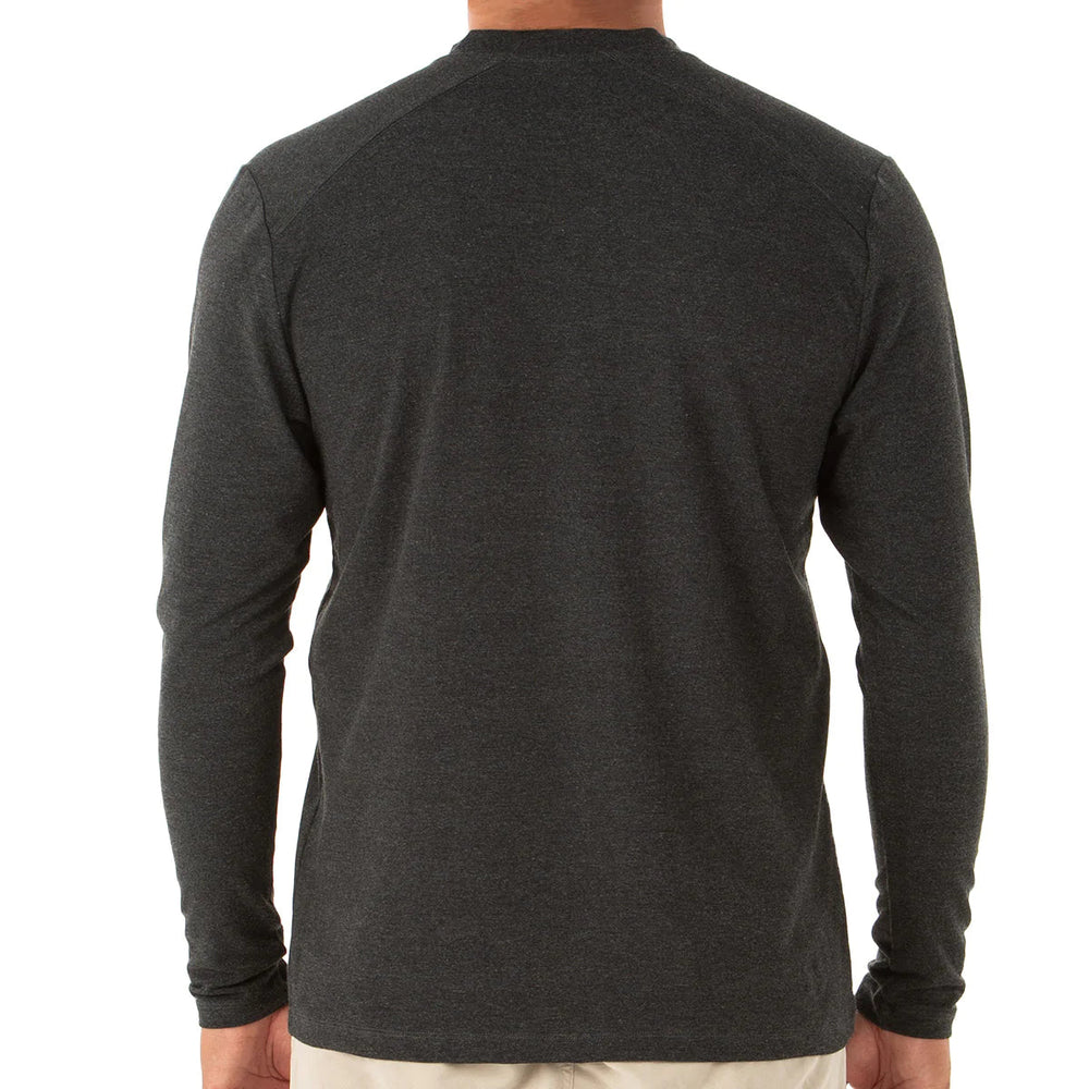 MEN'S HEATHER BLACK BAMBOO FLEX HENLEY
