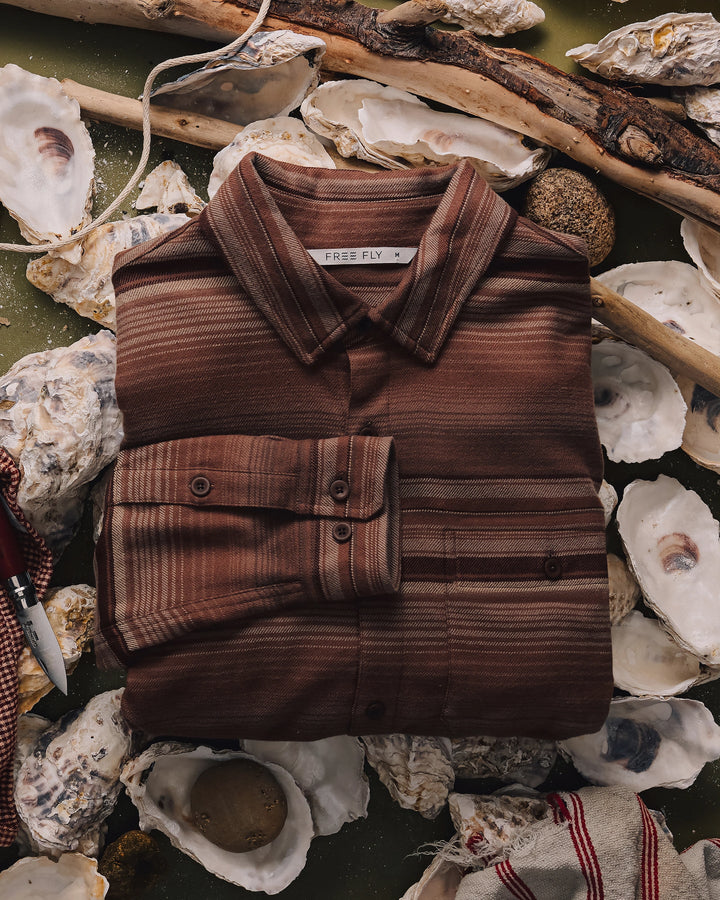 MEN'S NUTMEG STRIPE SEAWOOL FLANNEL SHIRT