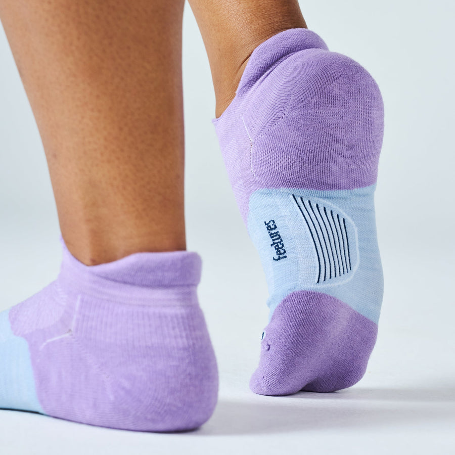 LILAC BLOOM MERINO WOOL MAX CUSHION TAB SOCKS