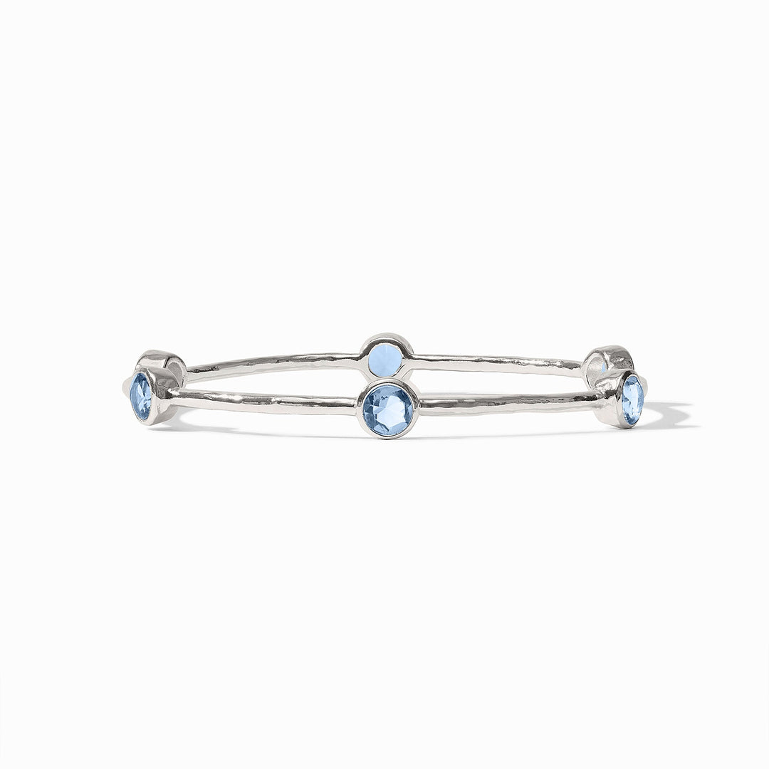 Clear Chalcedony Blue Silver Milano Bangle