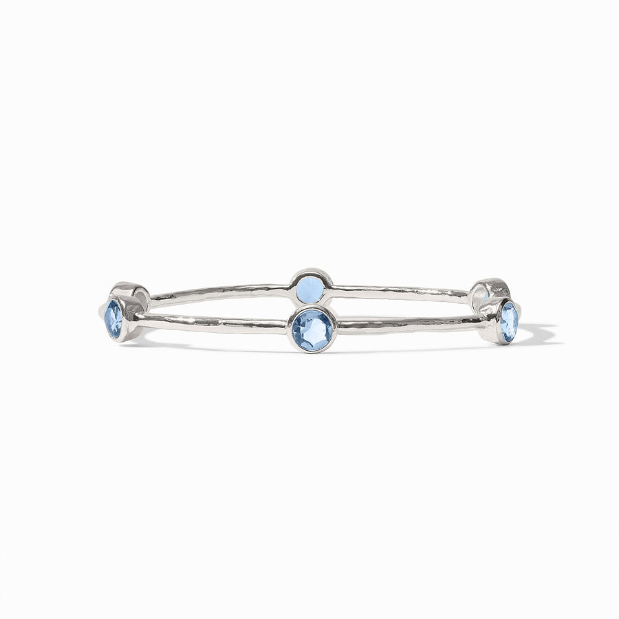 Clear Chalcedony Blue Silver Milano Bangle
