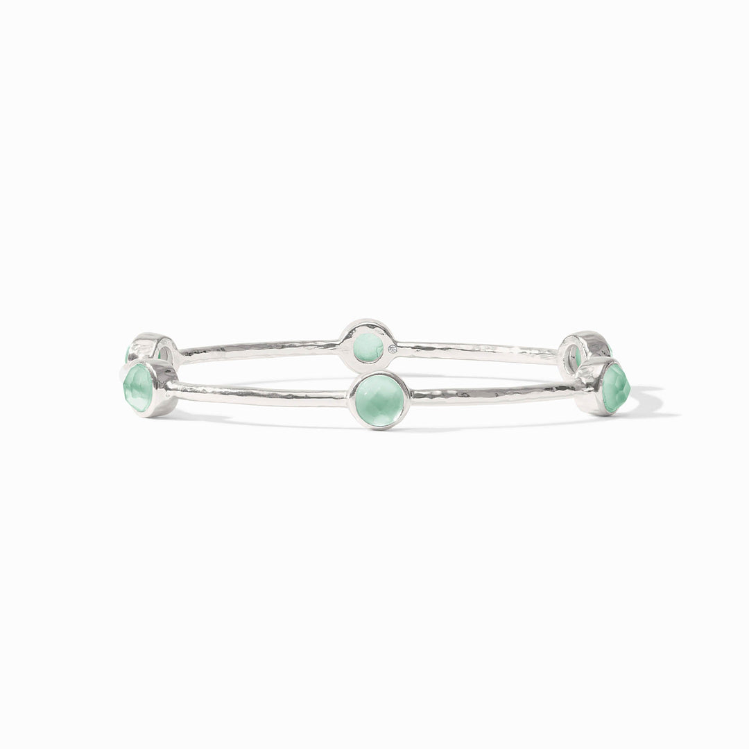 Silver Milano Luxe Bangle-Iridescent Aquamarine Blue