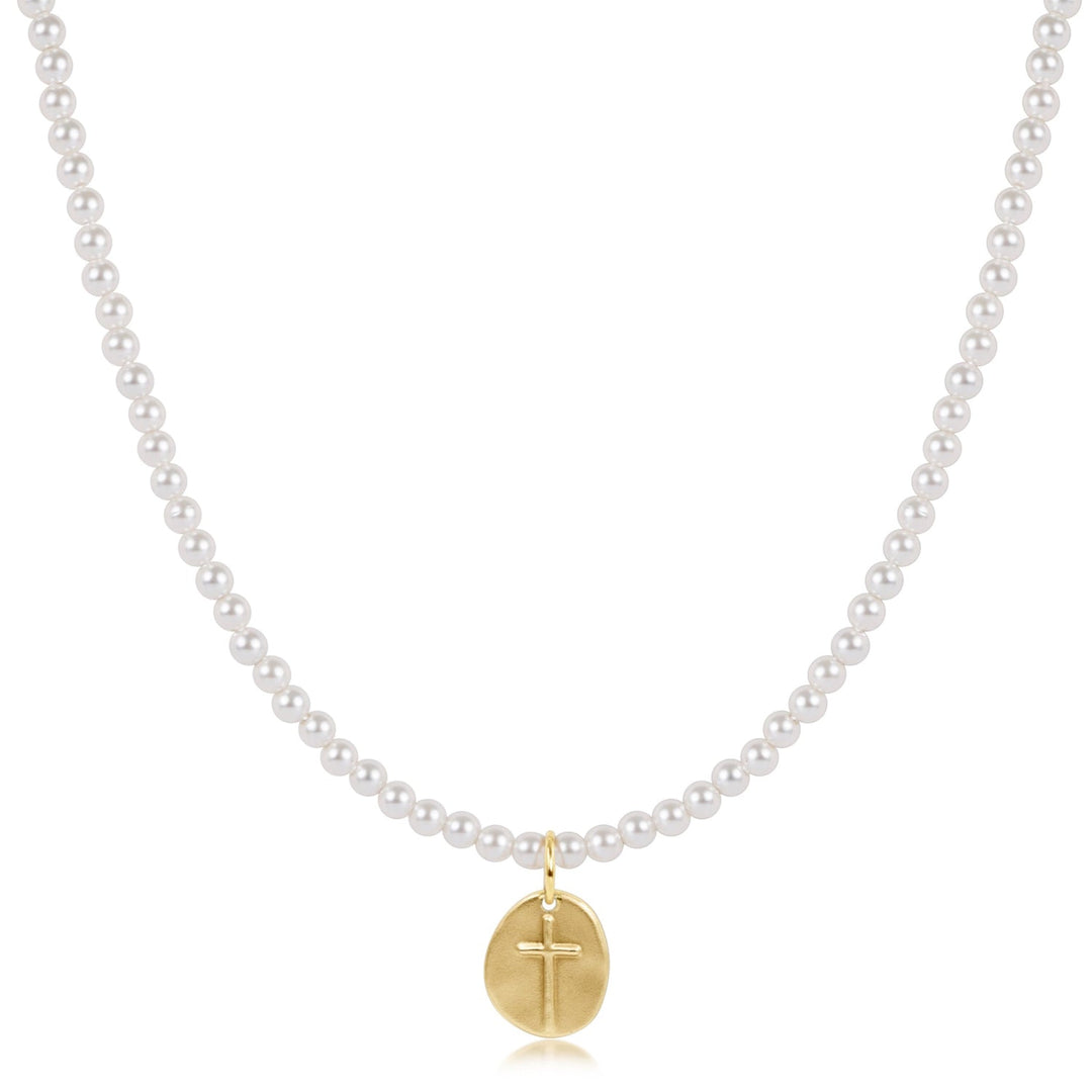 17" INSPIRE GOLD & CLASSIC PEARL CHARM NECKLACE