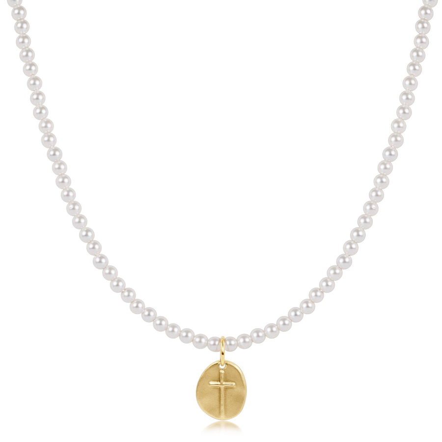 17" INSPIRE GOLD & CLASSIC PEARL CHARM NECKLACE

