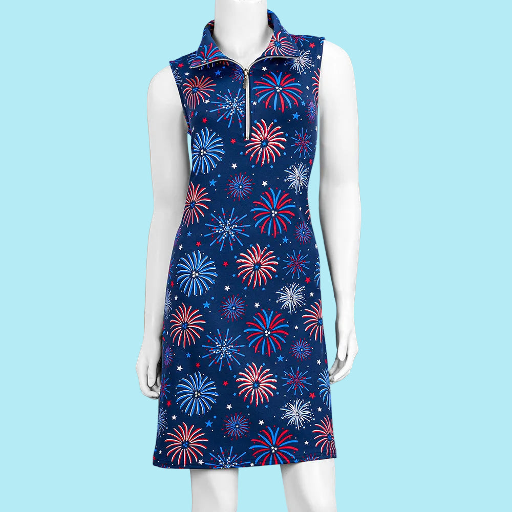 JAMIE FIREWORKS SLEEVELESS ZIP DRESS