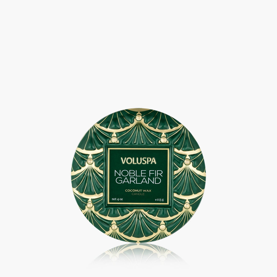 NOBLE FIR GARLAND MINI TIN CANDLE