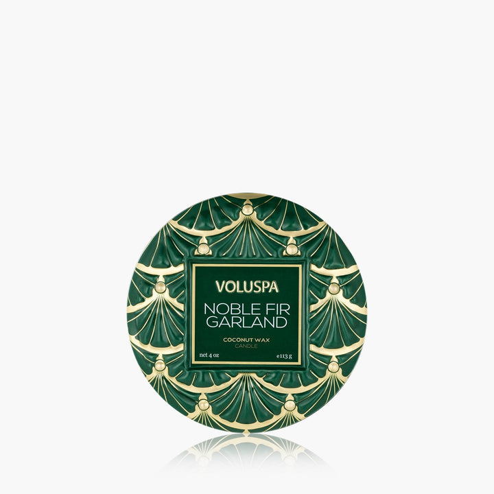 NOBLE FIR GARLAND MINI TIN CANDLE