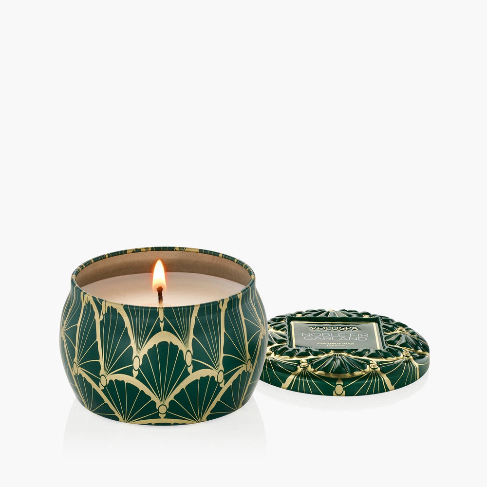 NOBLE FIR GARLAND MINI TIN CANDLE
