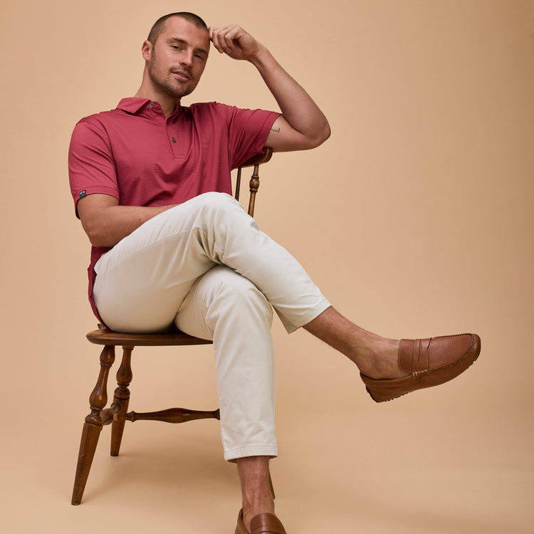 MEN'S CRIMSON RED OPTIMIST II MICROSTRIPE POLO
