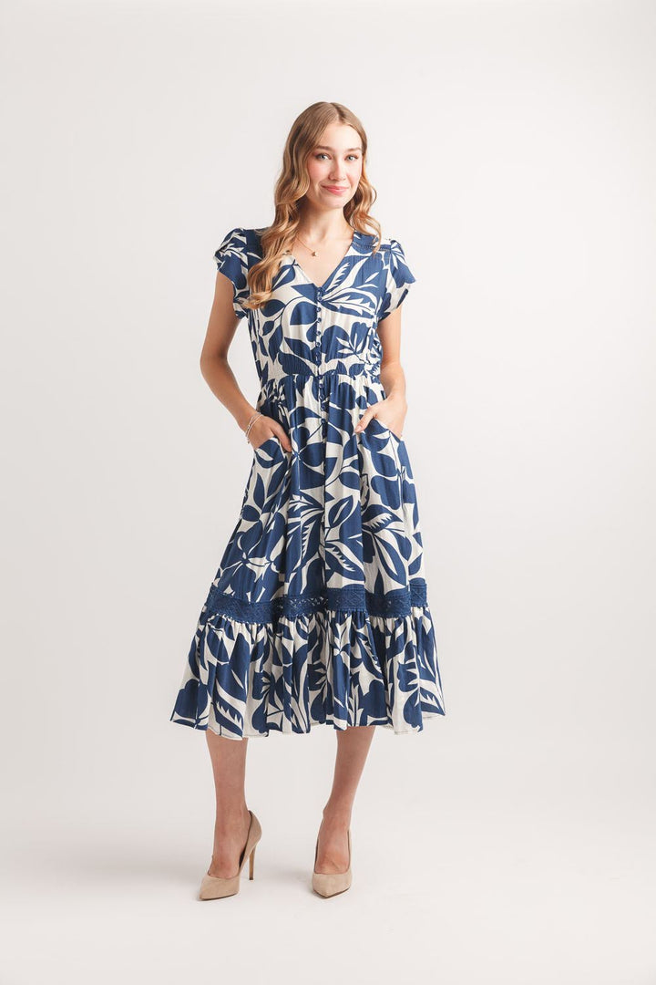 CASSIDY NAVY FLORAL MINI DRESS
