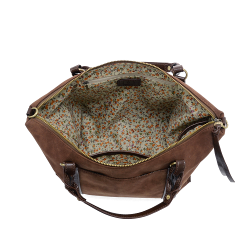 PECAN MABEL FAUX SUEDE TOTE