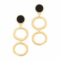 PENNY GOLD & BLACK DOUBLE CIRCLE EARINGS
