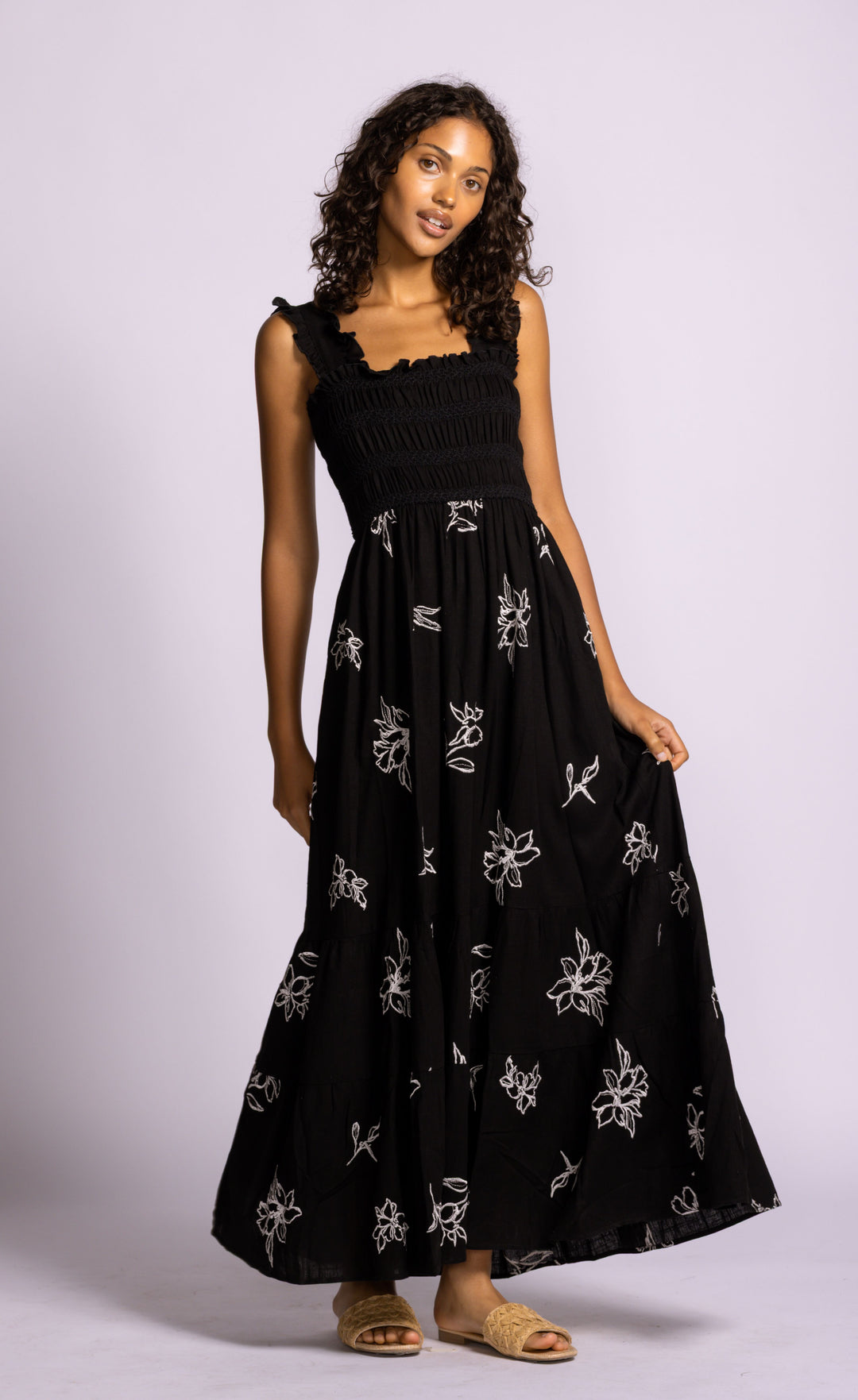 MARGATE BLACK FLORAL MAXI DRESS