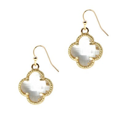 PUMA GOLD CLEAR CLOVER DANGLE EARRINGS
