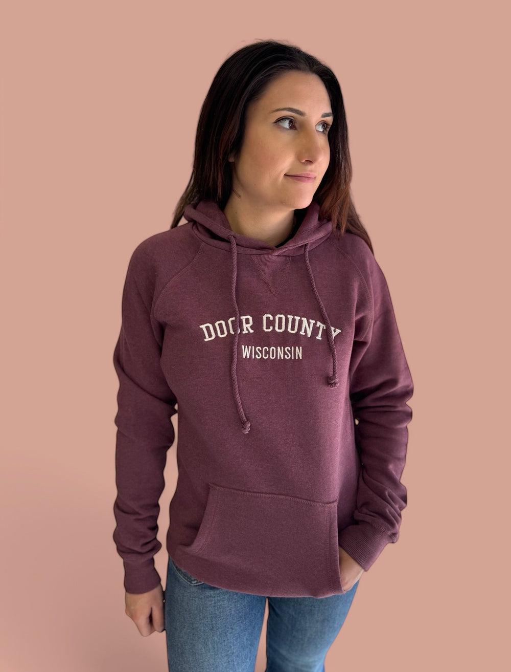 VINEYARD DOOR COUNTY EMBROIDERED RAGLAN HOODIE
