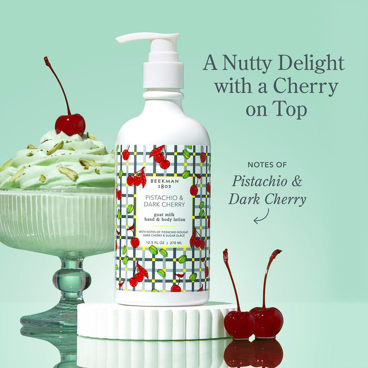 PISTACHIO & DARK CHERRY GOAT MILK LOTION 12.5OZ