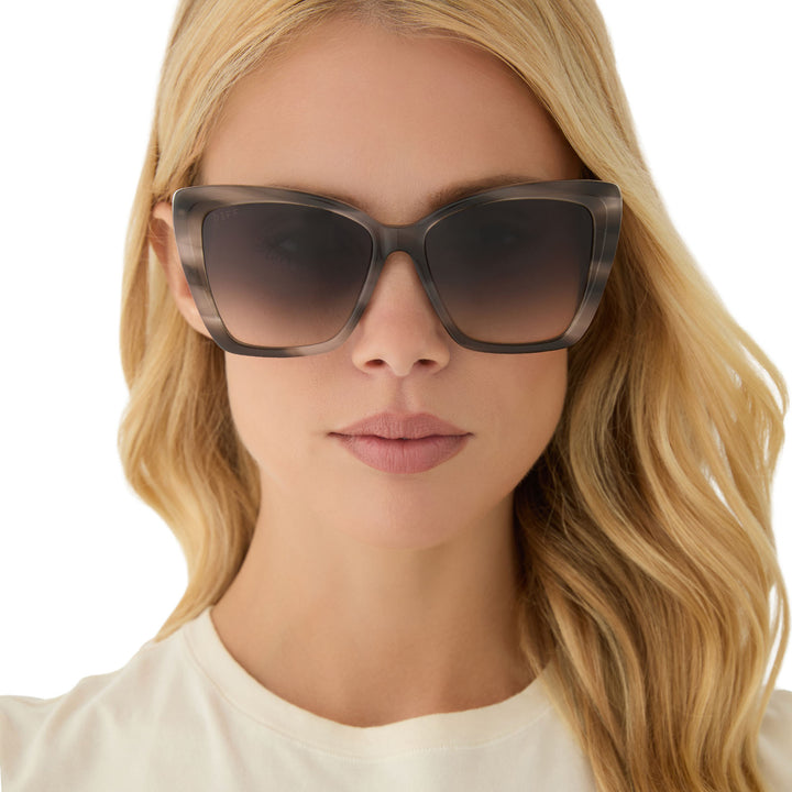 BECKY II SMOKE MARBLE + GREY GRADIENT SUNGLASSES