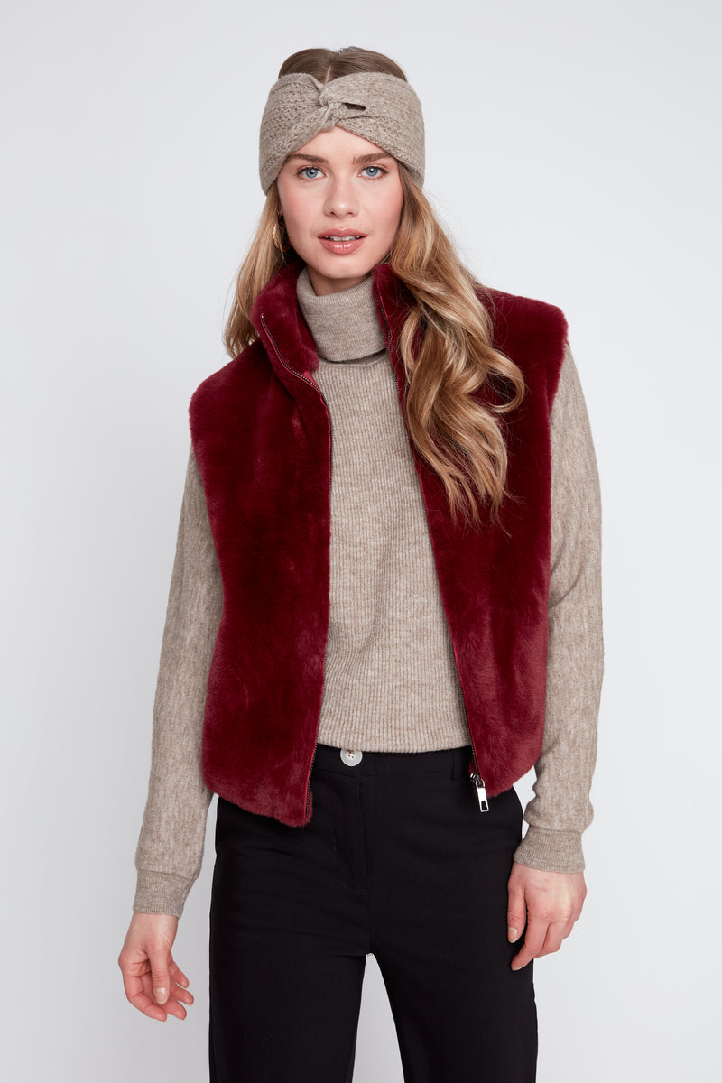 CABERNET CRUSH  FAUX FUR VEST
