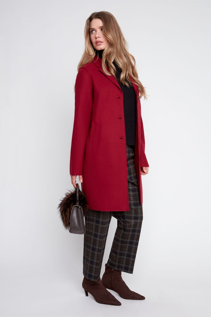 CRANBERRY BRUSHED KNIT 3 BUTTON COAT