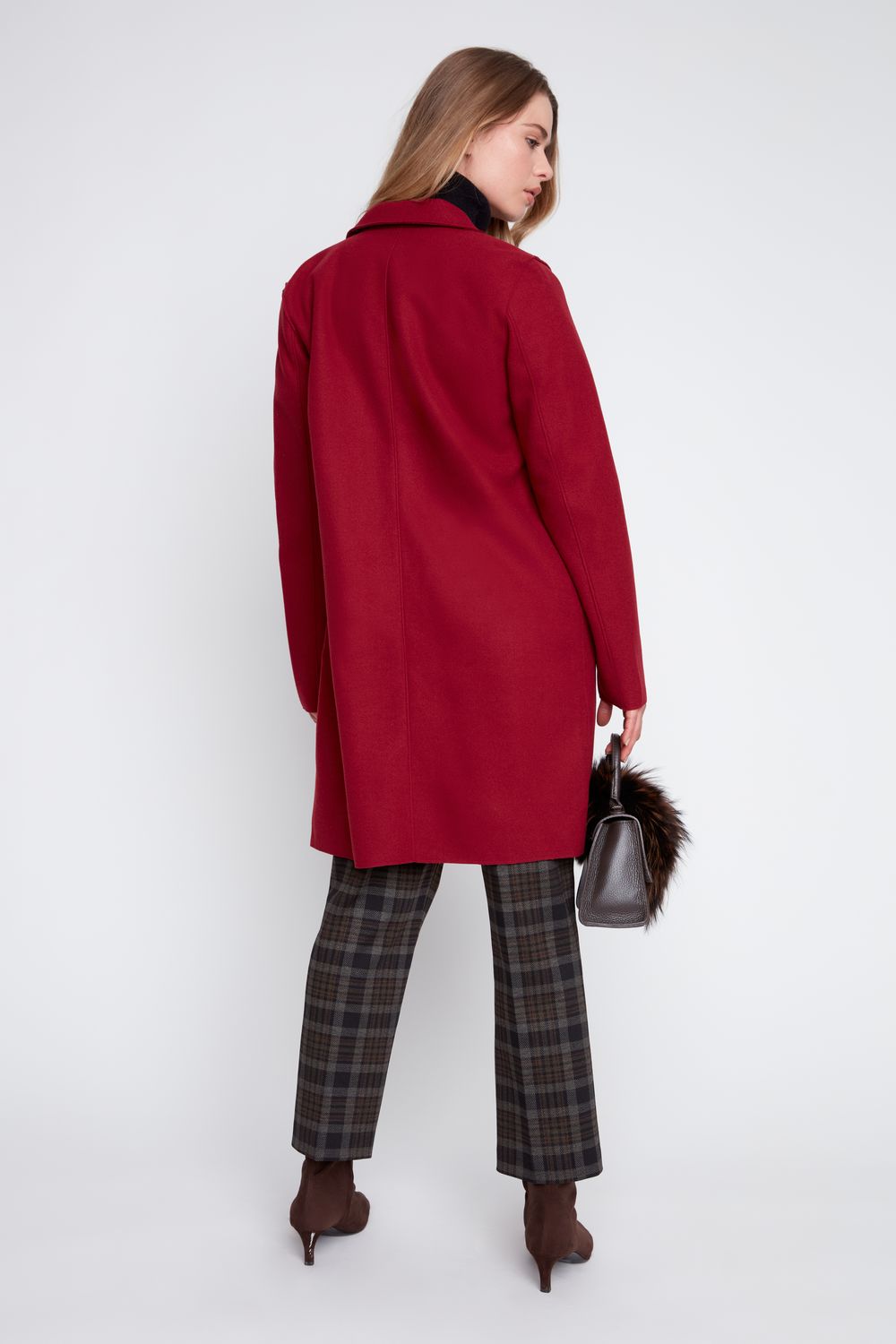 CRANBERRY BRUSHED KNIT 3 BUTTON COAT