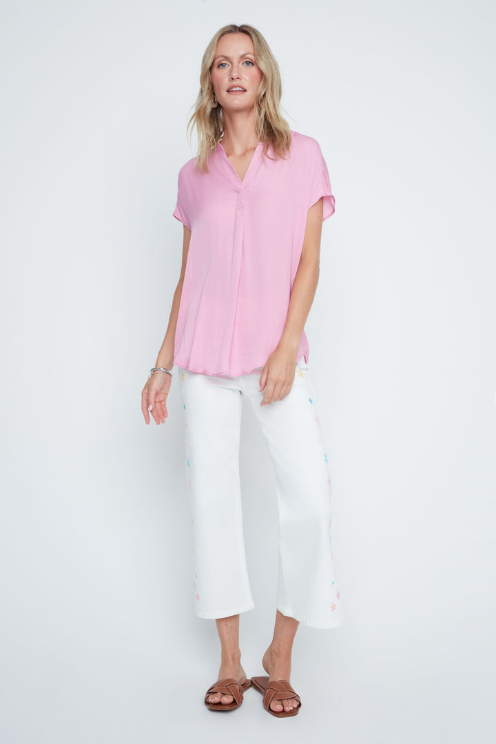 ROSEBLOOM CAP SLEEVE V-NECK AIR FLOW BLOUSE