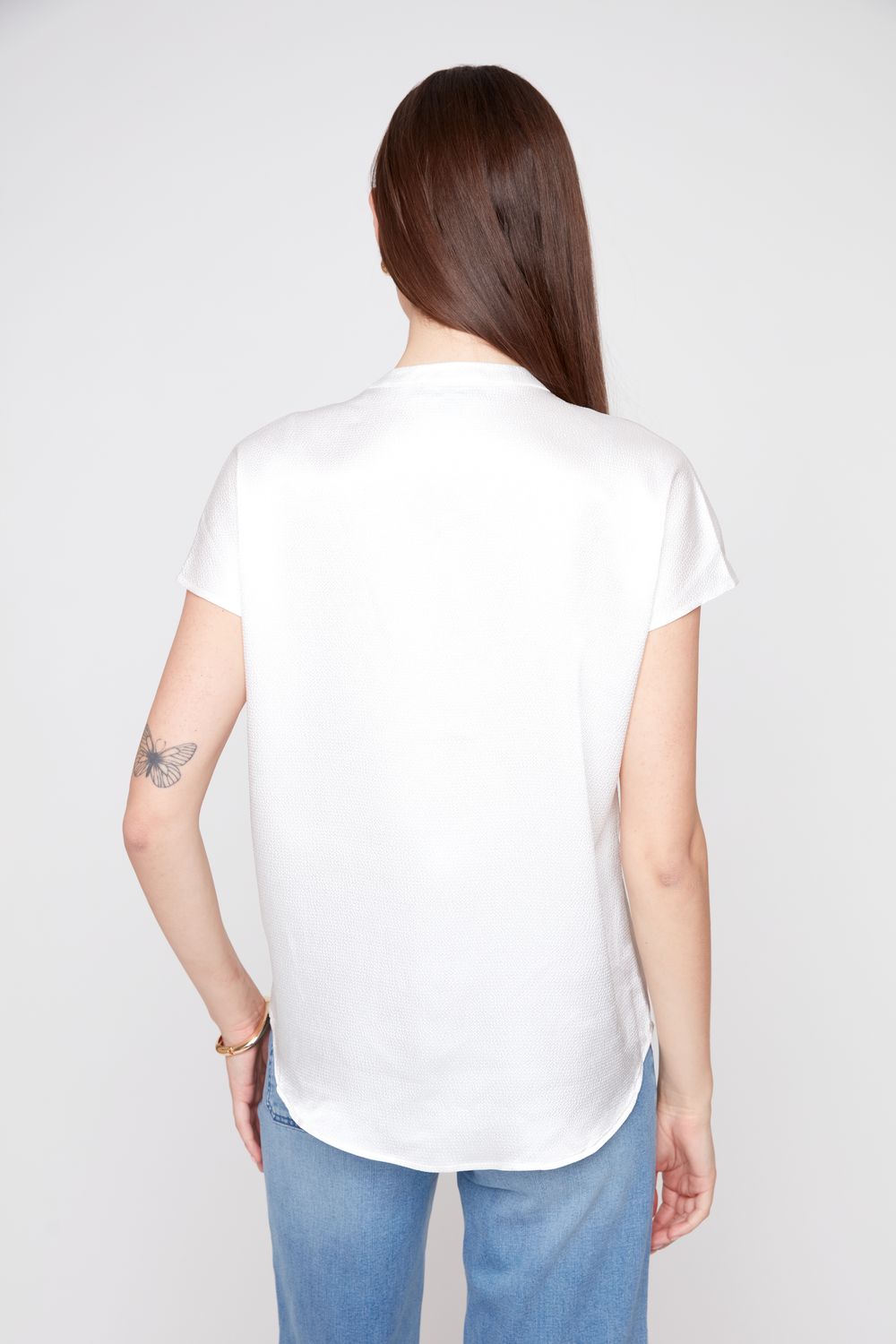 AMELIA WAFFLE TEXTURE CAP SLEEVE BLOUSE