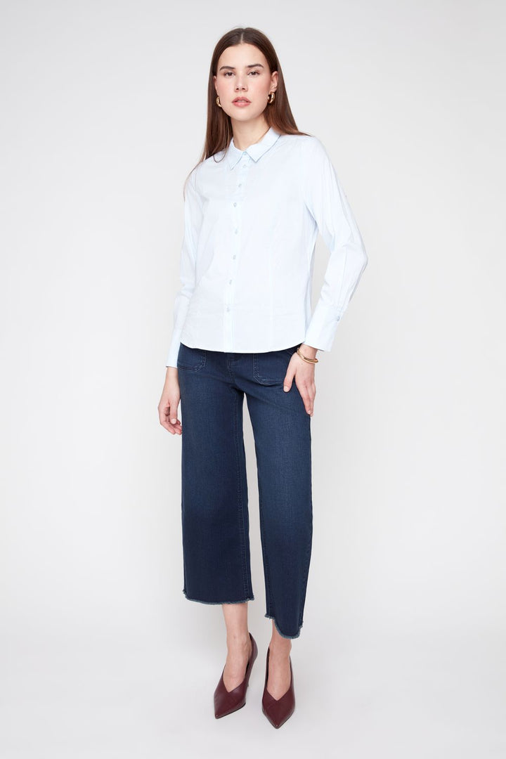 CLOUD BLUE CRISP COTTON SHAPED BLOUSE