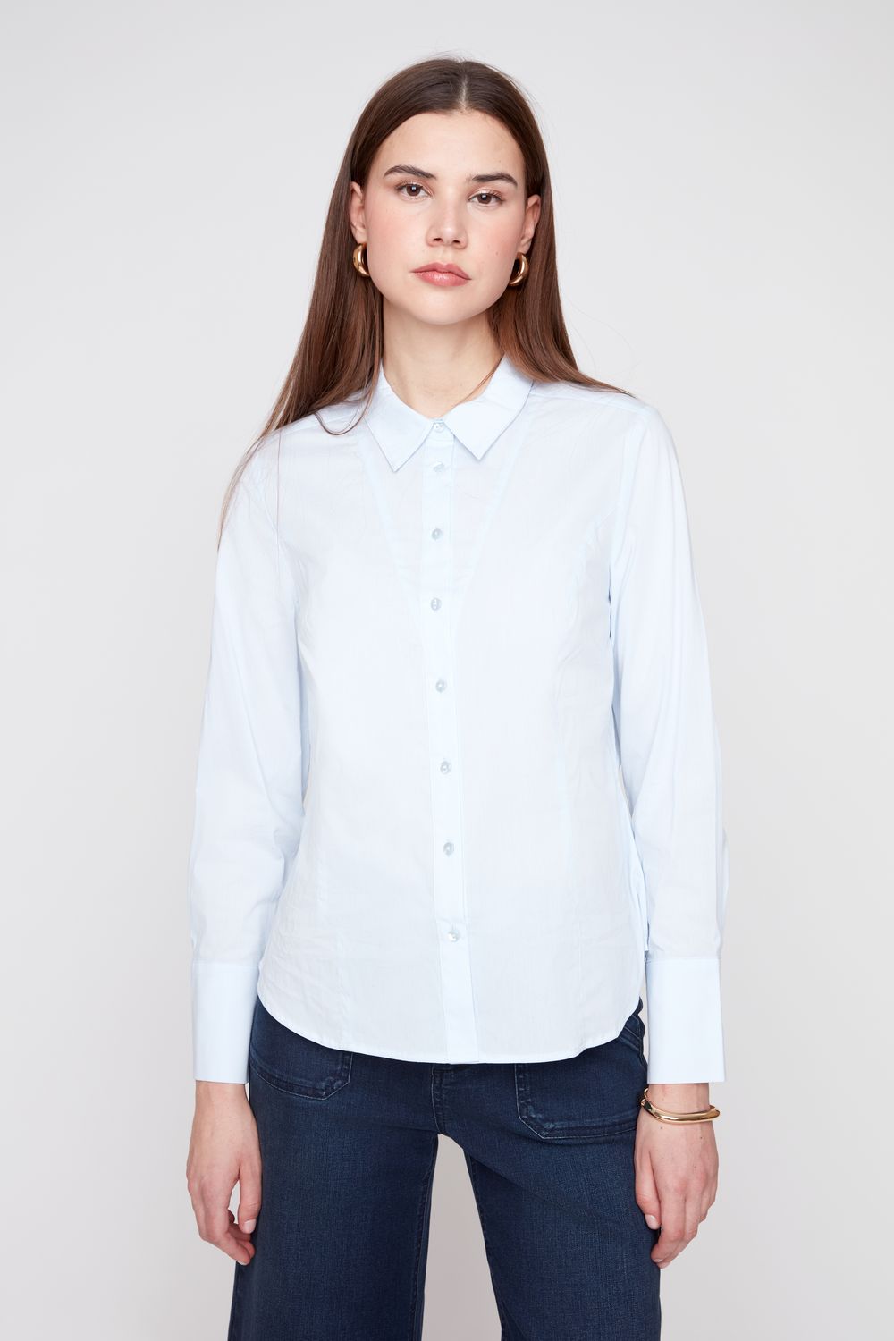 CLOUD BLUE CRISP COTTON SHAPED BLOUSE