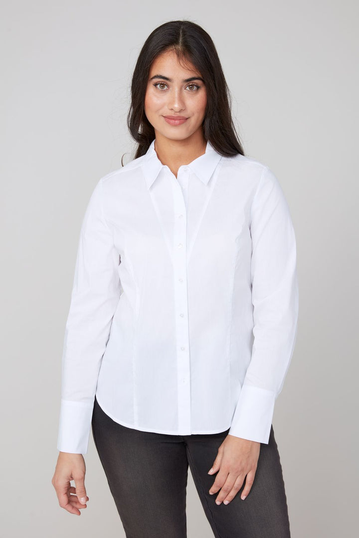 WHITE CRISP COTTON SHAPED BLOUSE