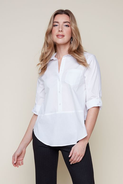 WHITE CRISP COTTON BLOUSE