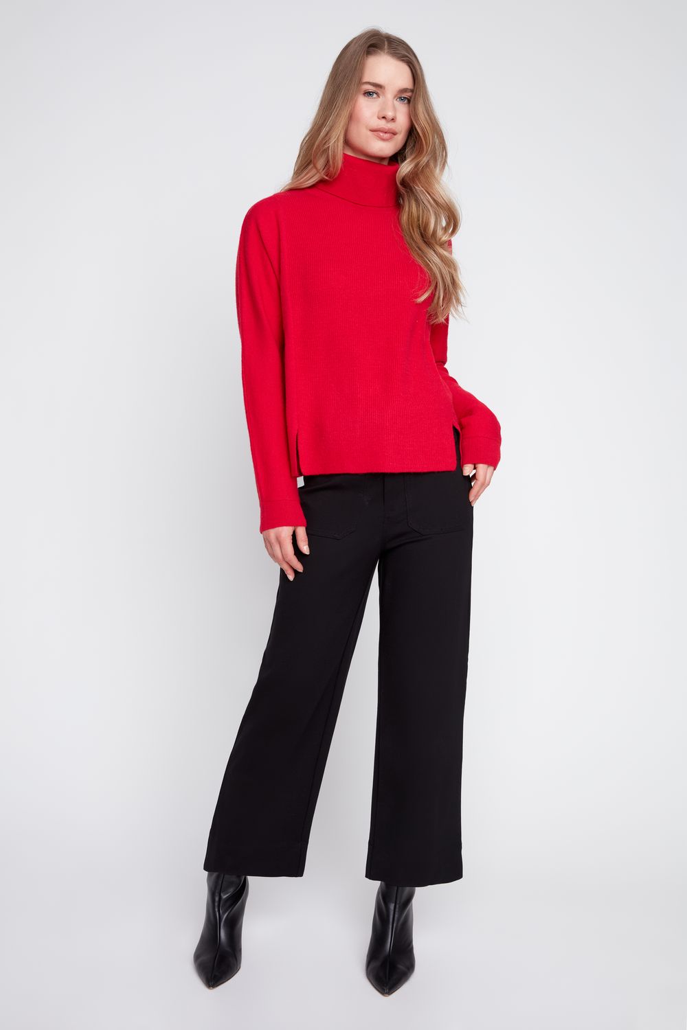 LIPSTICK COZY YARN MOCK NECK SWEATER