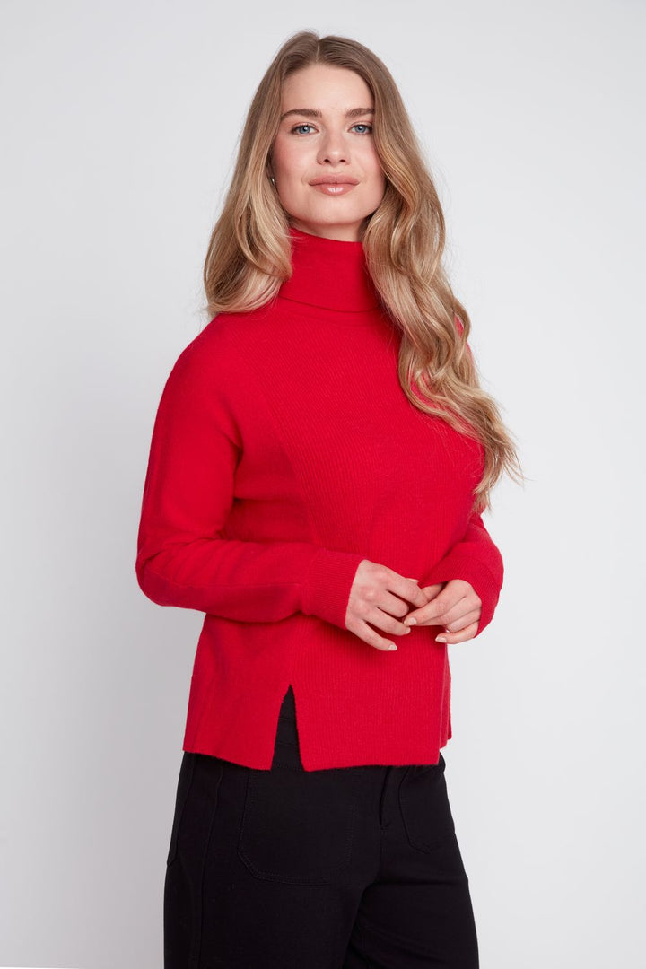 LIPSTICK COZY YARN MOCK NECK SWEATER
