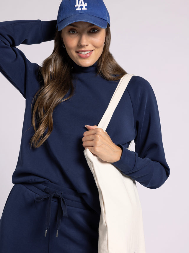 DEEP BLUE KAI MOCKNECK KNIT TOP
