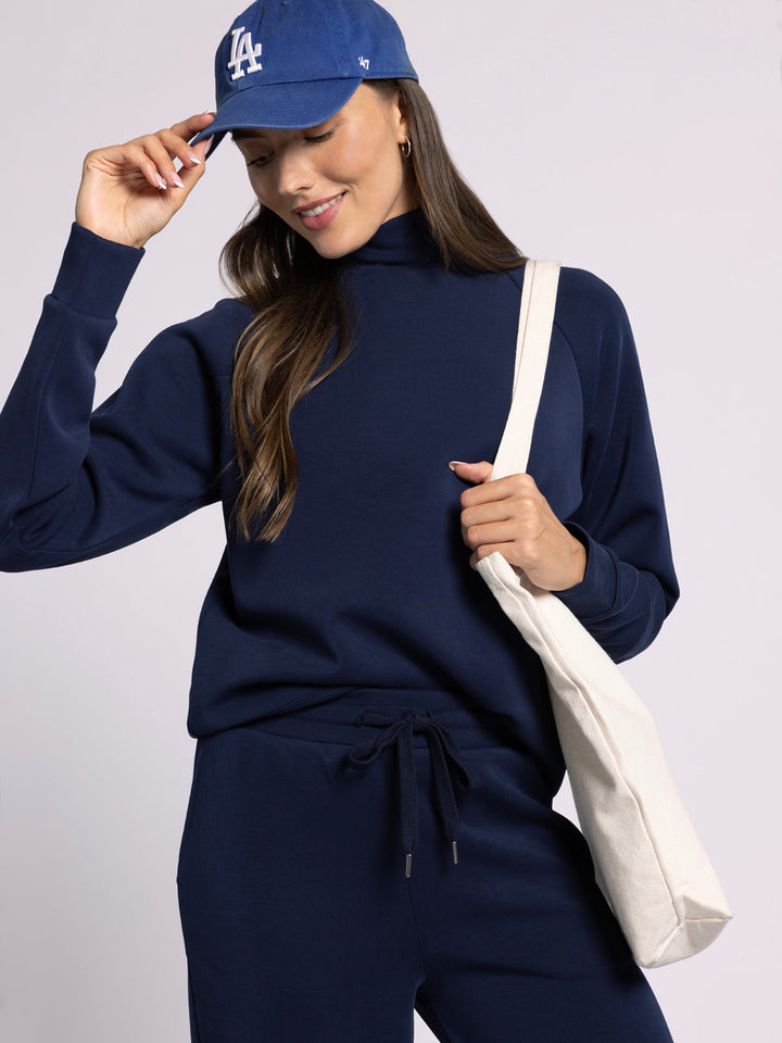 DEEP BLUE KAI MOCKNECK KNIT TOP