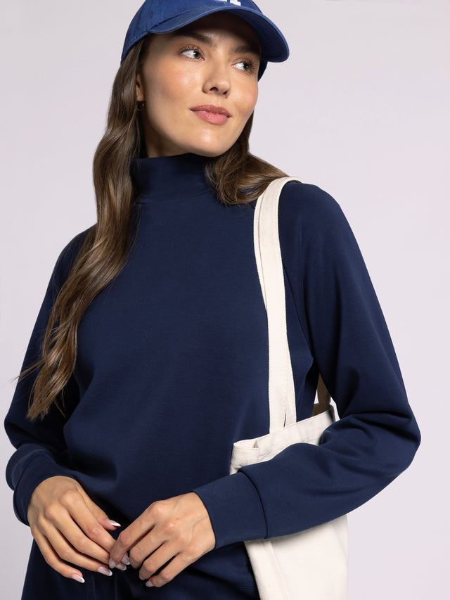 DEEP BLUE KAI MOCKNECK KNIT TOP
