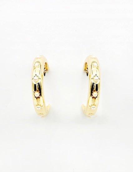 ROMY GOLD & PEARL HOOP EARRINGS