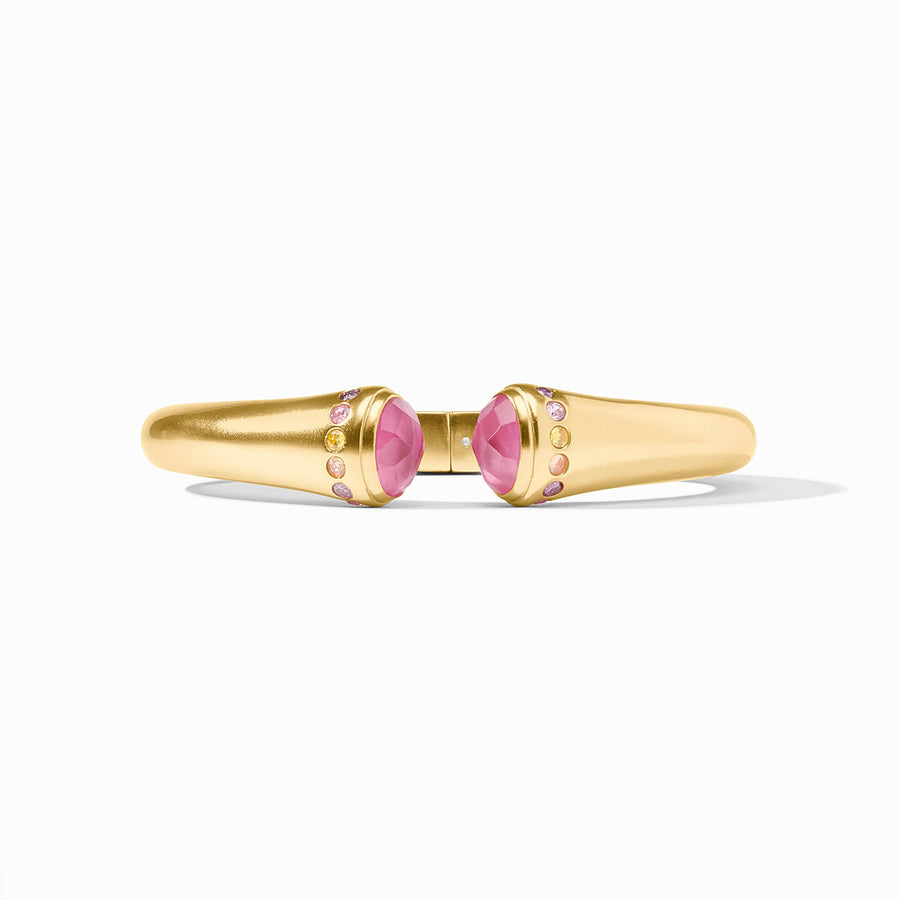IRIDESCENT PINK TOURMALINE RANIBOW DEMI CUFF BRACELET
