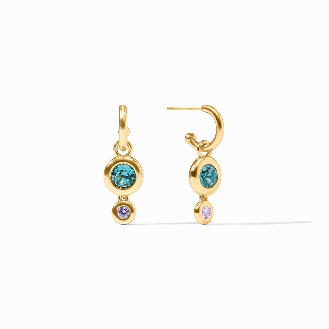 BLUE TWILIGHT RAINBOW DUO HOOP & CHARM EARRINGS