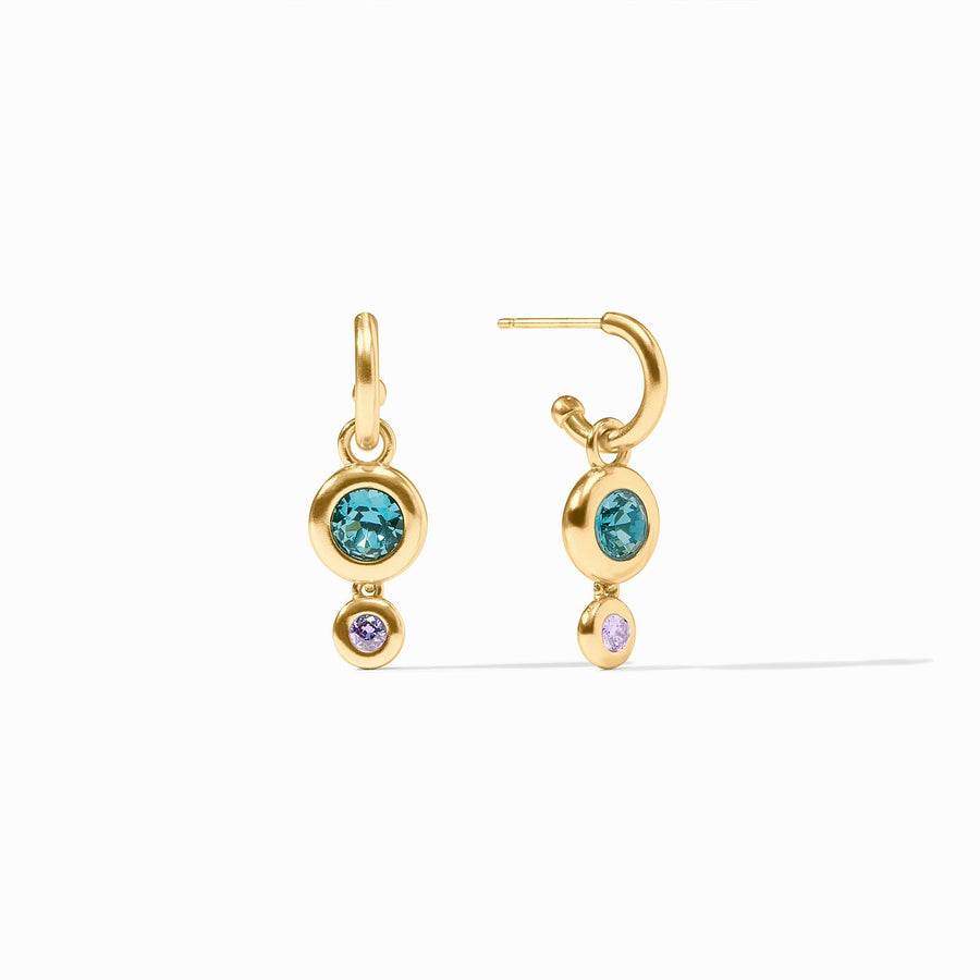 BLUE TWILIGHT RAINBOW DUO HOOP & CHARM EARRINGS
