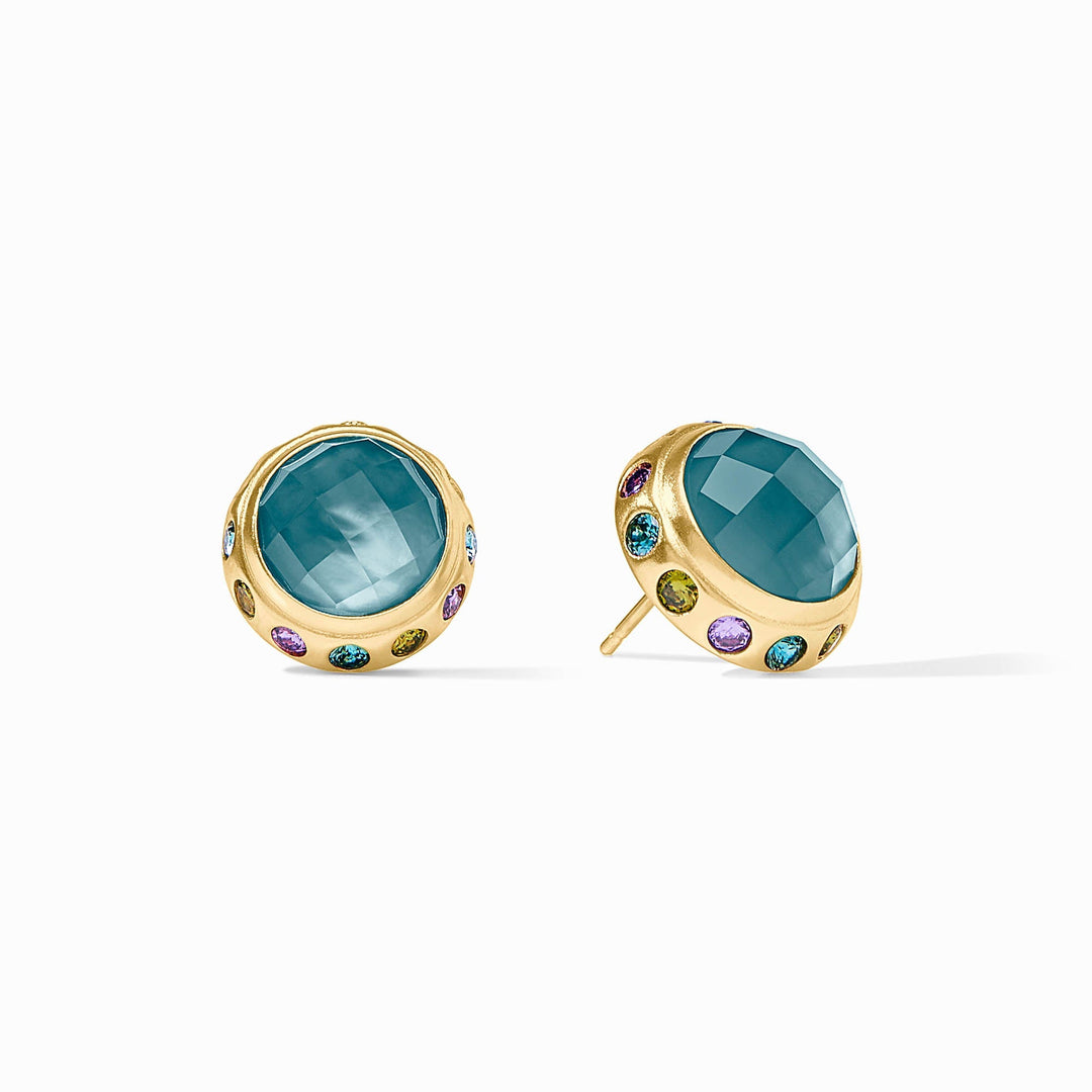 IRIDESCENT MONTANA BLUE RAINBOW STUD EARRINGS