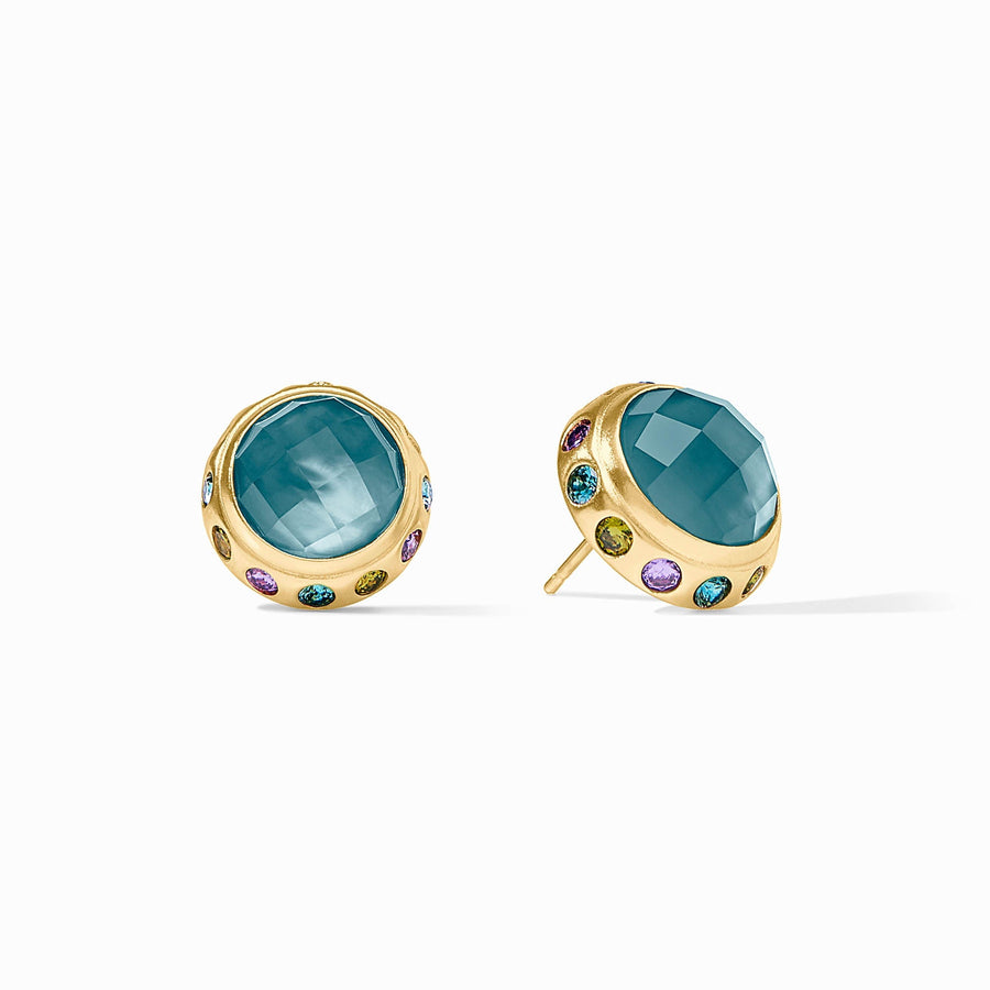 IRIDESCENT MONTANA BLUE RAINBOW STUD EARRINGS
