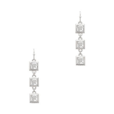 SEMI SILVER CLEAR DANGLE EARRINGS
