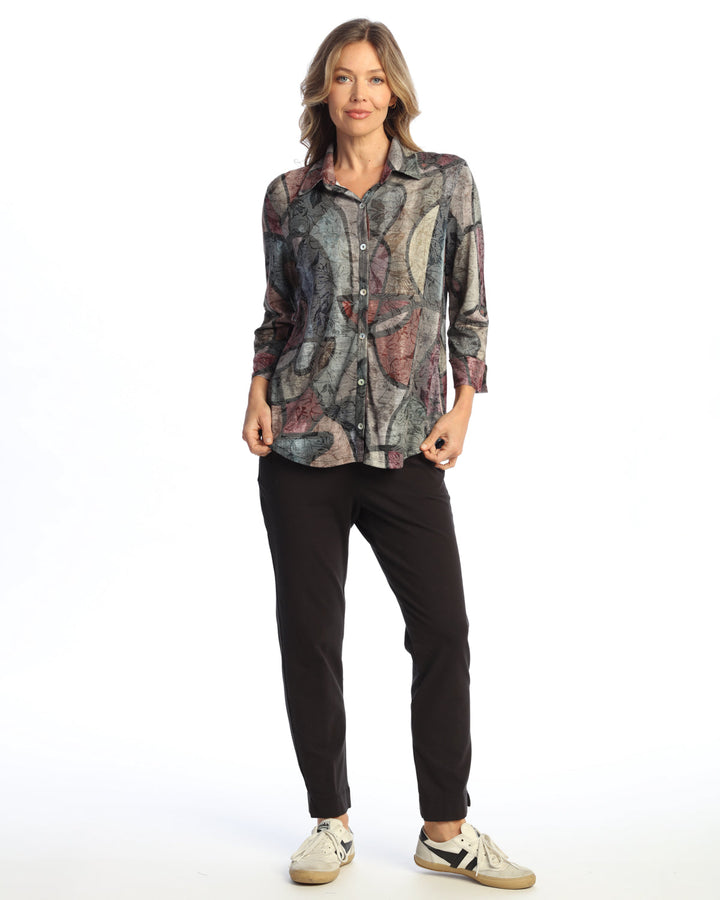 MELODY BUTTON-DOWN SHIRT W/ 3/4 CUFF SLEEVE