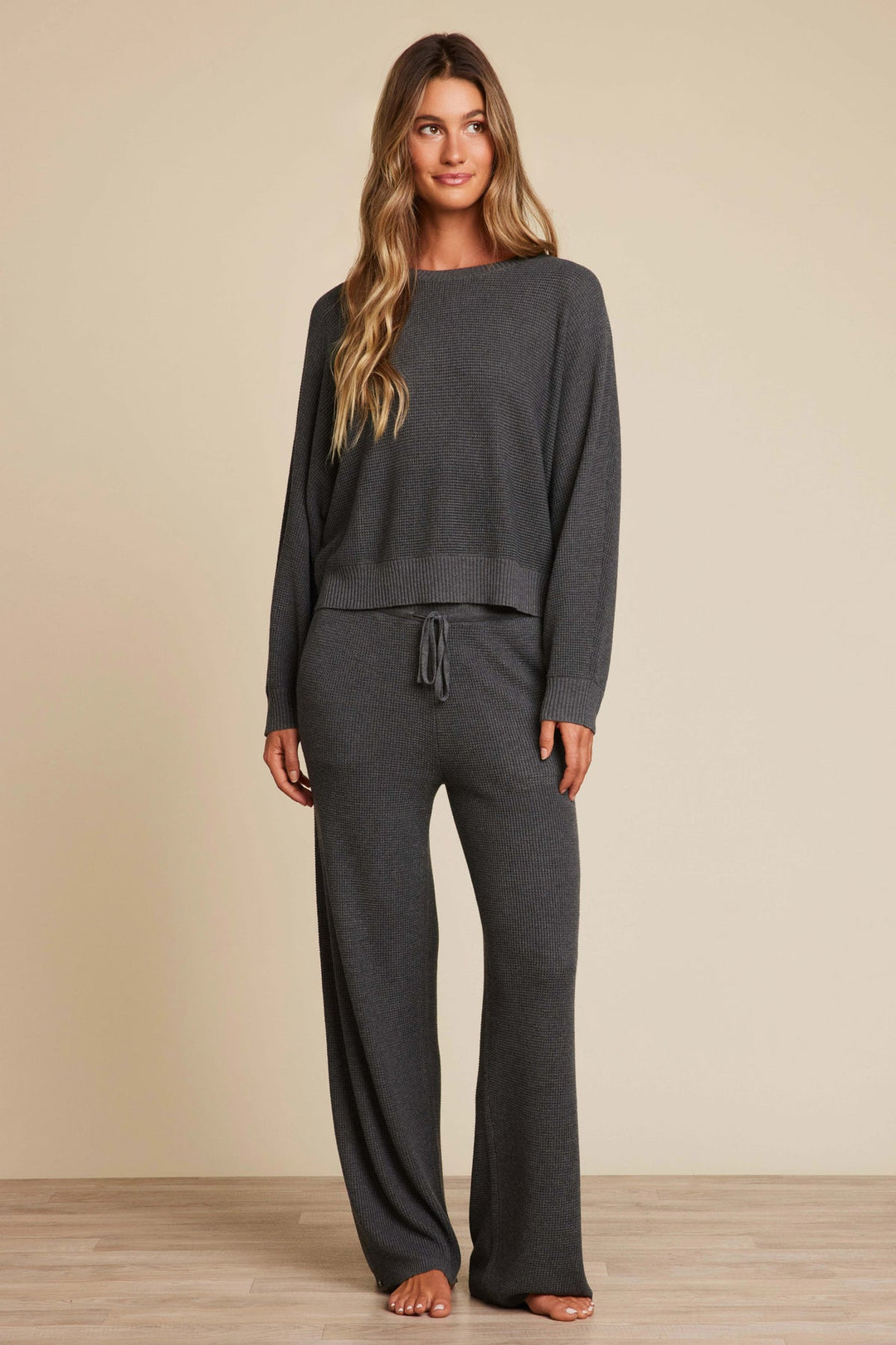 ANCHOR BLUE LUXEBLEND WAFFLE KNIT PULLOVER