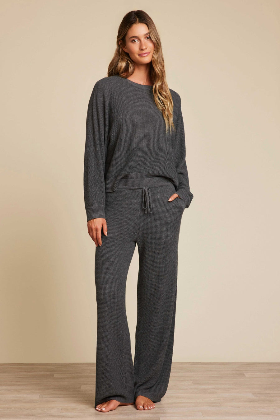 ANCHOR BLUE LUXEBLEND WAFFLE KNIT ANKLE PANT
