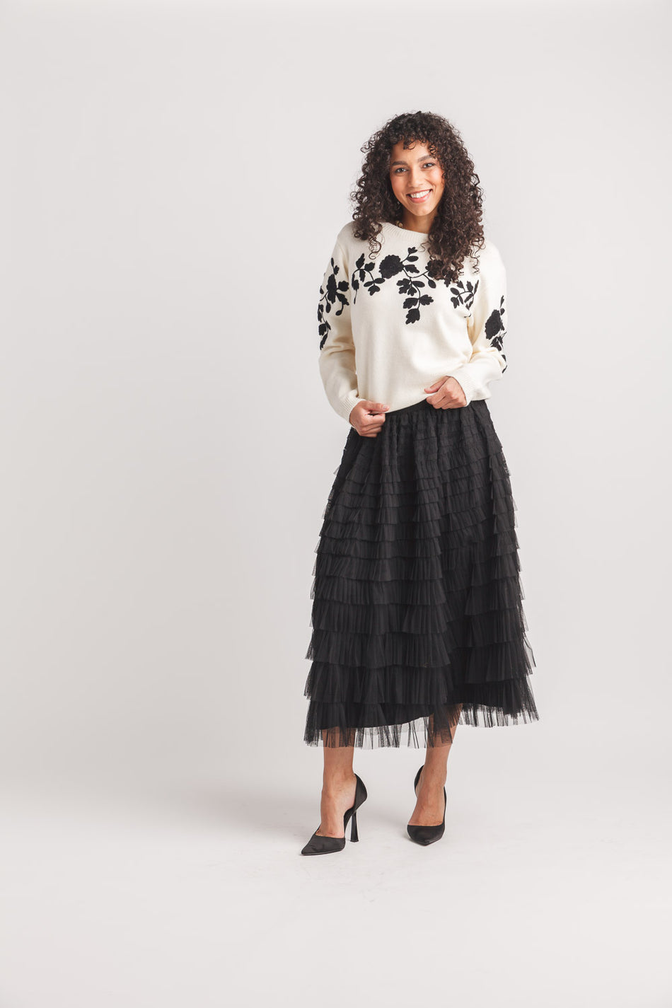 BLACK MESH SKIRT