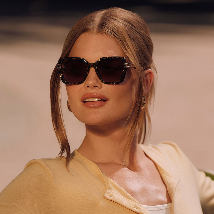 DASHA GLITTER TORTOISE + BROWN SUNGLASSES
